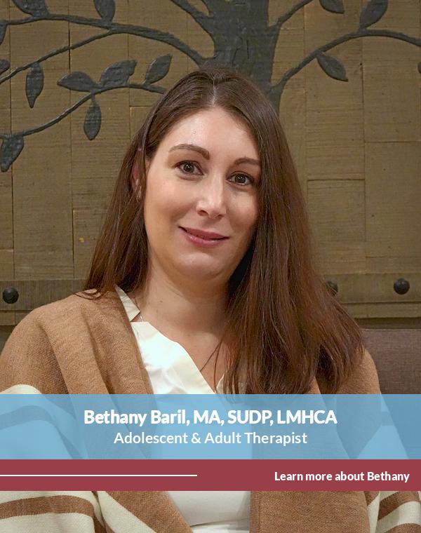Bethany Baril, MA, SUDP, LMHCA — Licensed Mental Health Counselor Associate and Substance Use Disorder Professional providing therapy for adolescents and adults at Centered Mind Counseling Services in Washington State
